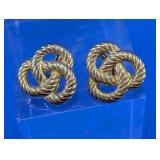 Vintage Monet Gold Tone Love Knot Clip-On Earrings