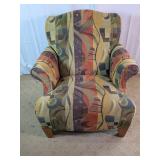 Vtg Abstract Tapestry Armchair Accent Chair