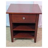 Domusindo Wood Nightstand 1-Drawer Open Shelves