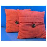 Red Button Accent Throw Pillows Set