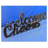 Wooden Cursive Welcome & Cheers Cutout Sign