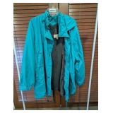 Woman Within Teal Hooded Anorak Jacket