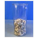 Clear Glass Cylinder Vase with Pebbles