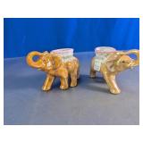 Iridescent Luster Glaze Elephant Planter Pair