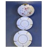 Victorian China Saucer Plates & Floral Oval Dish
