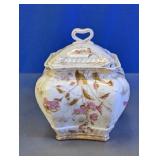 Vintage Floral Lidded 1874 Ruth's Cracker Jar