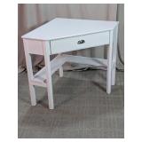 White Wooden Corner Writing Desk w/ Drawer