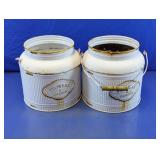 Distressed White Metal Flower Garden Buckets