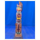 Carved Wooden Totem Pole Figurine
