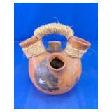Handcrafted Clay Vessel with Rope Handle