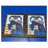 African Couple Framed Art Leopard Print Duo