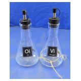 Glass Erlenmeyer Flask Oil & Vinegar Cruet Set