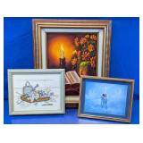 Assorted Framed Religious & Floral Wall Art Trio