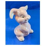 Vintage Pink Ceramic Bunny Rabbit Figurine