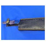 Patterned Steel Cleaver With Leather Sheath