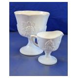 Vtg Colony Milk Glass Harvest Grape Compote Duo