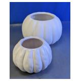 White Ceramic Pumpkin-Shaped Planter