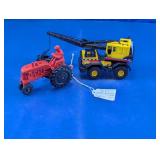 Vtg Rubber Tractor & Tonka Crane Truck Toys