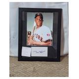 Framed Willie Mays Photograph w/ Signed Index Card