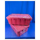 Buckhorn Red Plastic Attached Lid Storage Totes
