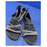 Forever Black Rhinestone Studded Sandals Size 10