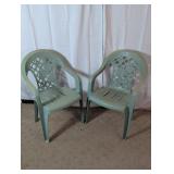 Green Plastic Rose Lattice Lawn Chairs