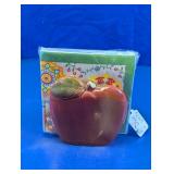 Vtg Ceramic Apple Napkin Holder & Napkins Lot