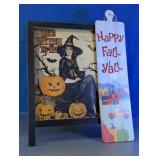 Halloween Witch Sign & Fall Hanging Decor