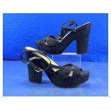 Me Too Vanna Black Suede Platform Sandals Size 10