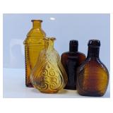 Vintage Amber Glass Decorative Bottle Set