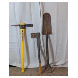Floor Scraper, Drywall Pole Sander & Axe