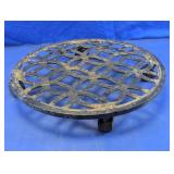 Round Ornate Metal Plant Caddy Stand