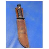 USMC KA-BAR Fixed Blade Knife with Leather Sheath