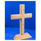 Standing Wood Religious Cross Tabletop Decor