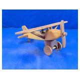 Vintage Wooden Biplane Toy Model Decor