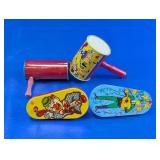 Vintage Tin Litho Party Noise Maker Toy Lot