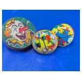 Vintage Metal Tin Litho Noise Makers Trio