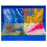 Original Abstract Acrylic Pour Canvas Lot