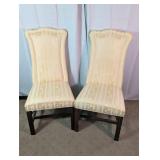 Pair of Vtg Upholstered High-Back Chairs