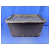 Black Plastic Storage Tote with Lid