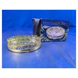 Luxury Cosmetic Tray Gold Plated Trim Mirrored