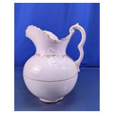 White Porcelain Gold Trim Ornate Pitcher