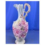 Floral Porcelain Gold Trim Decorative Pitcher