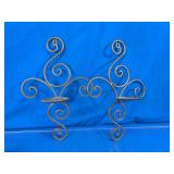 Scrolled Metal Wall Candle Sconces Pair