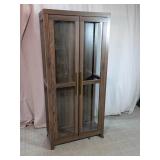 Glass Door Wood Finish Curio Display Cabinet