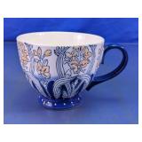 World Market Blue Floral Glass Pedestal Mug