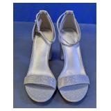 Silver Glitter Block Heel Sandals