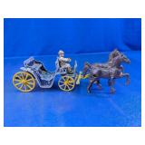 Vtg Cast Iron Horse Drawn Carriage Toy
