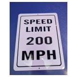 Novelty Speed Limit 200 MPH Metal Sign