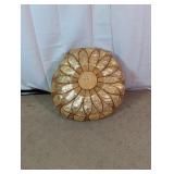 Vtg Moroccan Leather Pouf Ottoman